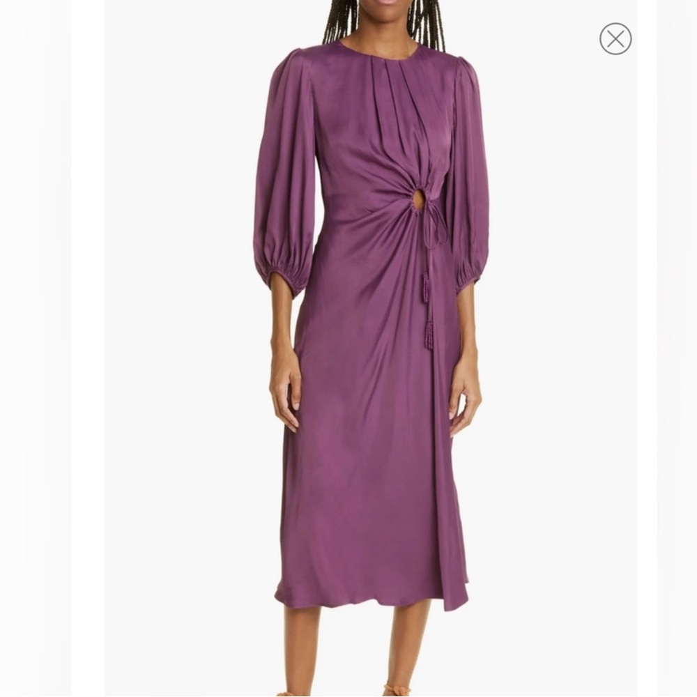 FARM Rio Purple Satin Midi Dress